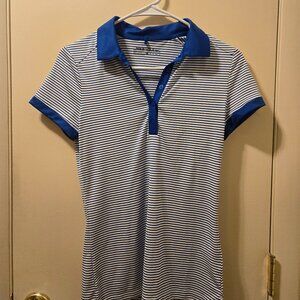 Nike Golf Blue Striped Womens Dri-Fit Polo Shirt Size X-Small